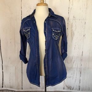 The Buckle - Roar embellished button down shirt